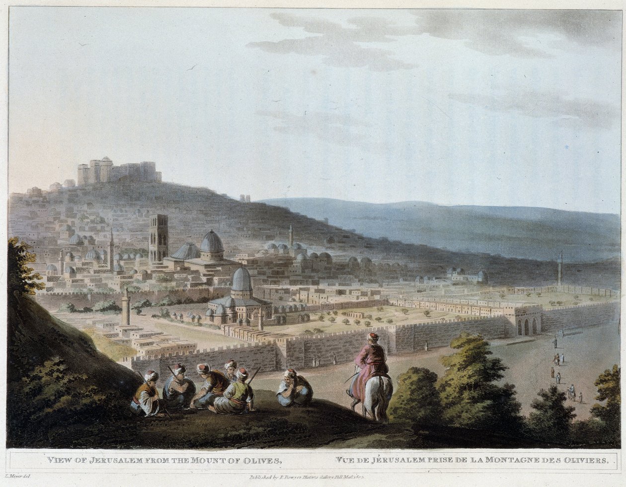 Udsigt over Jerusalem taget fra Oliebjerget - gravering af Luigi Mayer