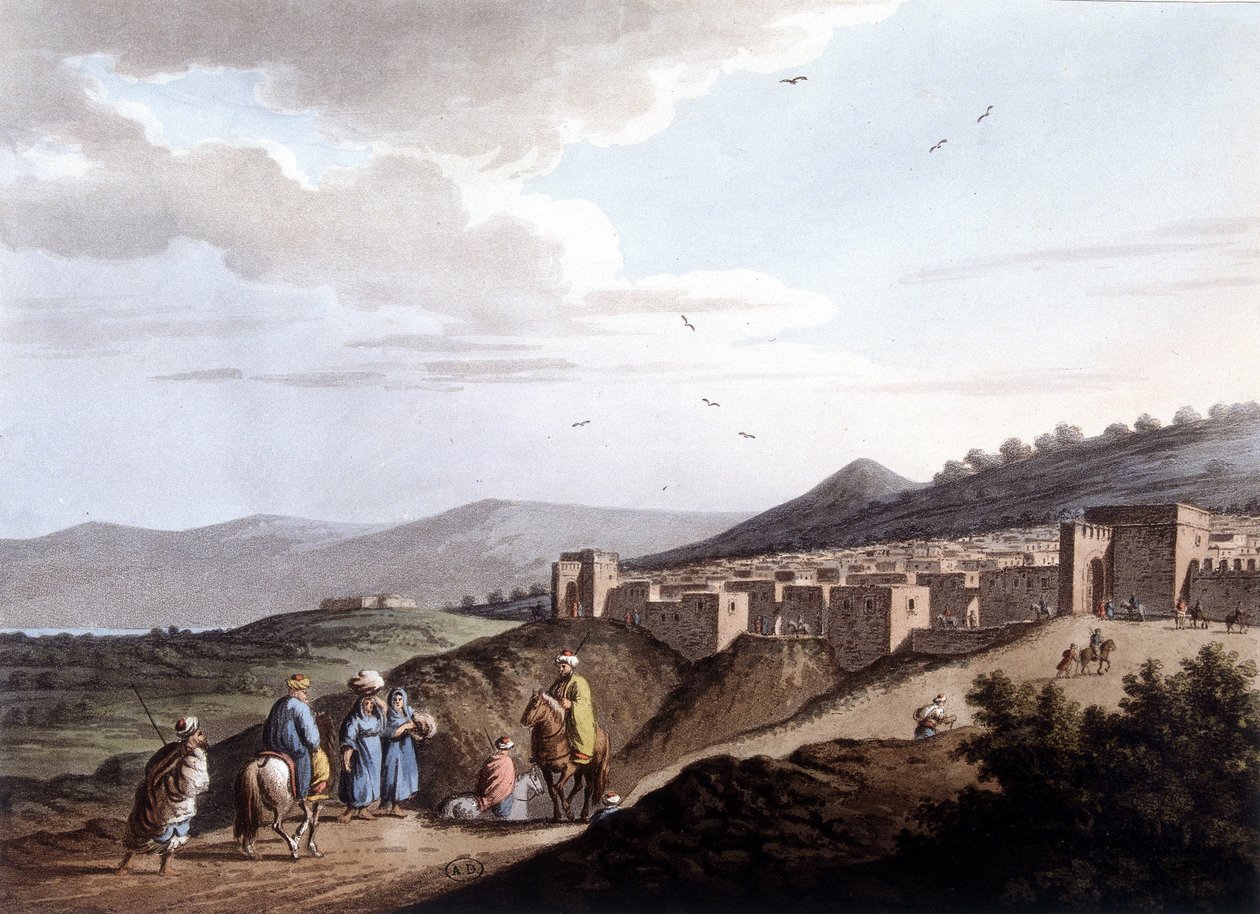 Udsigt over byen Bethlehem. I "" syn på den osmanniske herredømme i Europa i Asien og andre Middelhavsøer ". Fra originale tegninger af Luigi Mayer, London af Luigi Mayer