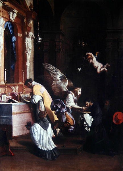 The Last Communion of St. Bonaventure (olie på lærred) af Luigi Mirandori