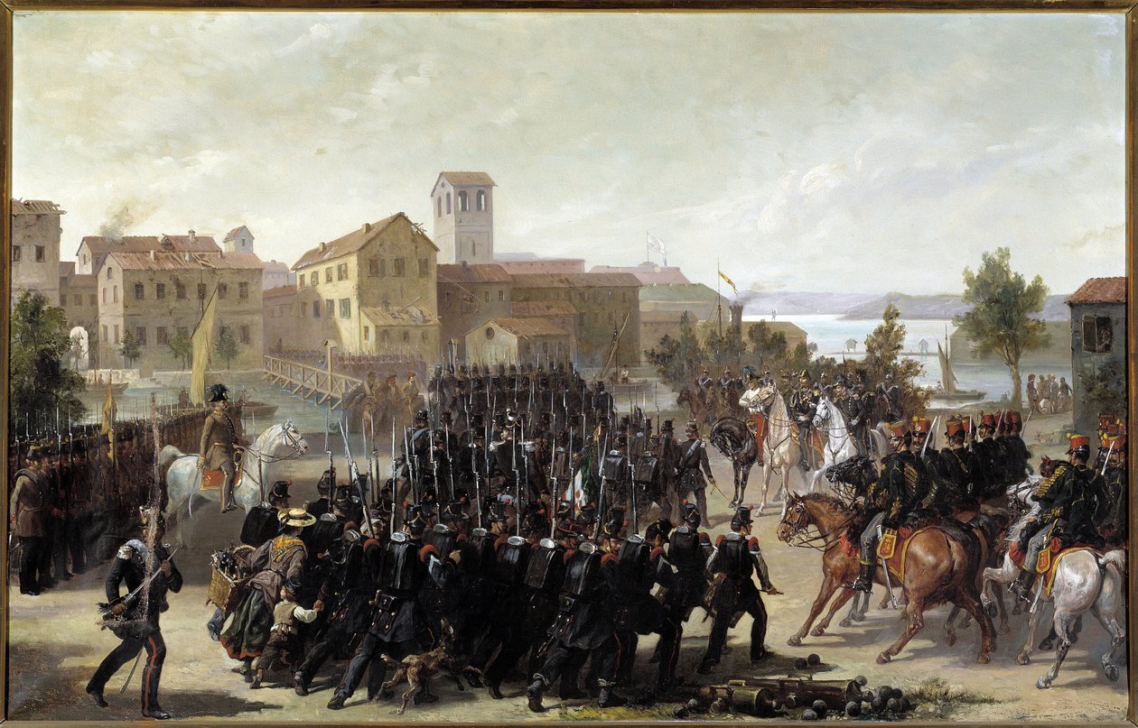 Piemontesernes erobring af byen Peschiera del Garda, 30. maj 1848 (olie på lærred af Luigi Morgari