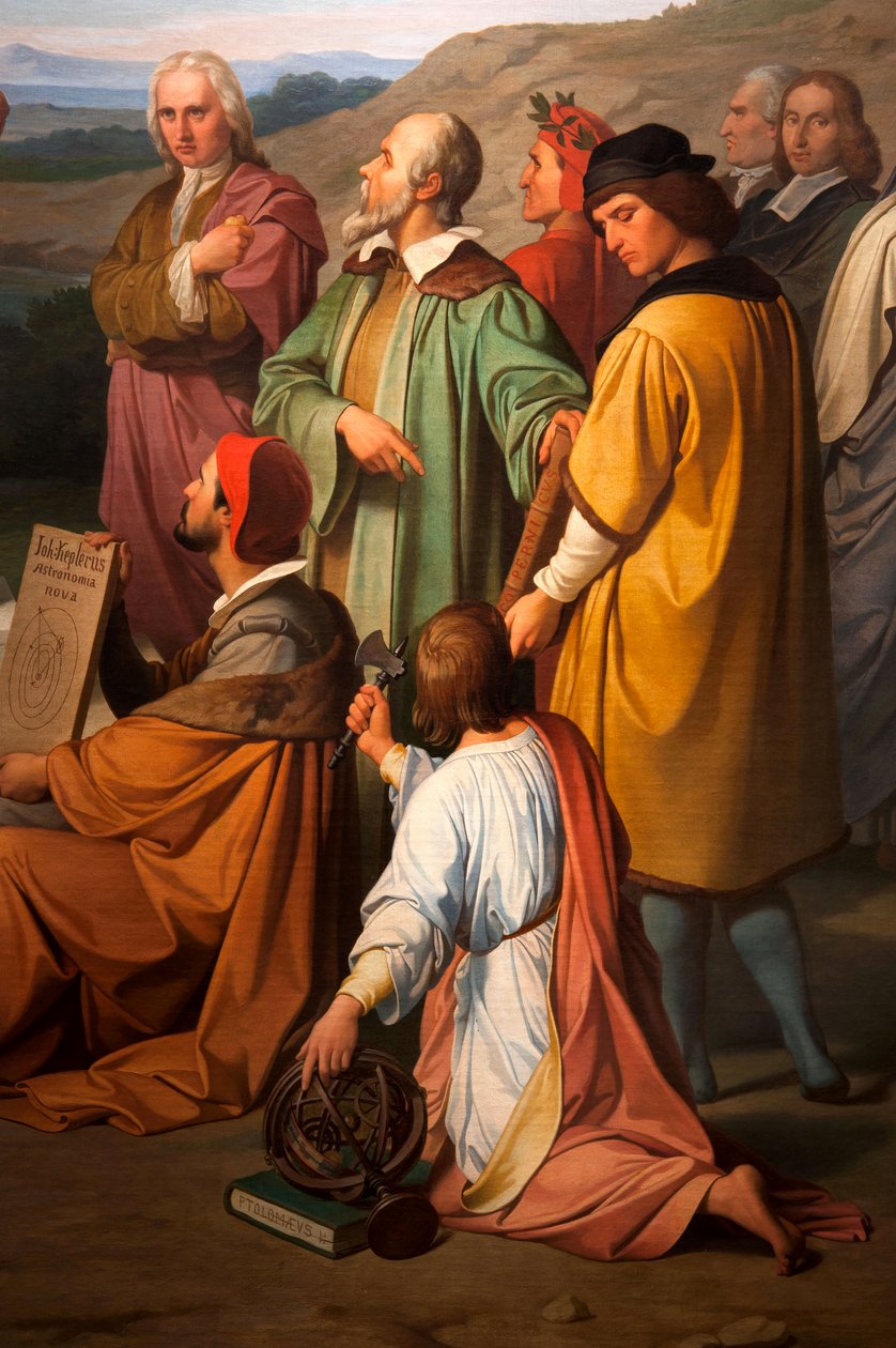 Sandhedens triumf. detaljer om astronomerne. 1847 (olie på lærred) af Luigi Mussini