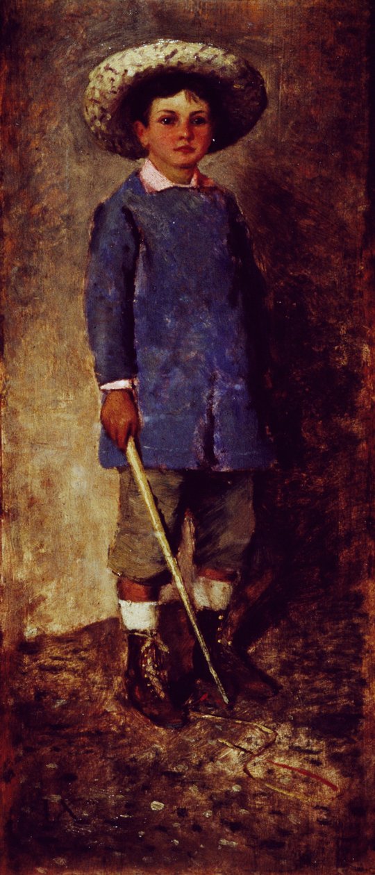 Portræt af et barn, af Luigi Nono (1850-1918), olie på træpanel. af Luigi Nono