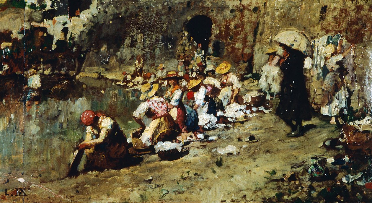 Don Antonion kiusaukset, Luigi Nono (1850-1918), öljy paneelille. af Luigi Nono
