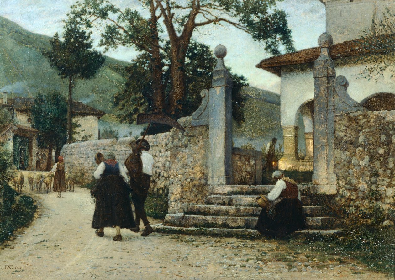 Mod aften i Coltura, af Luigi Nono (1850-1918), olie på lærred, 47,5 cm x67. af Luigi Nono