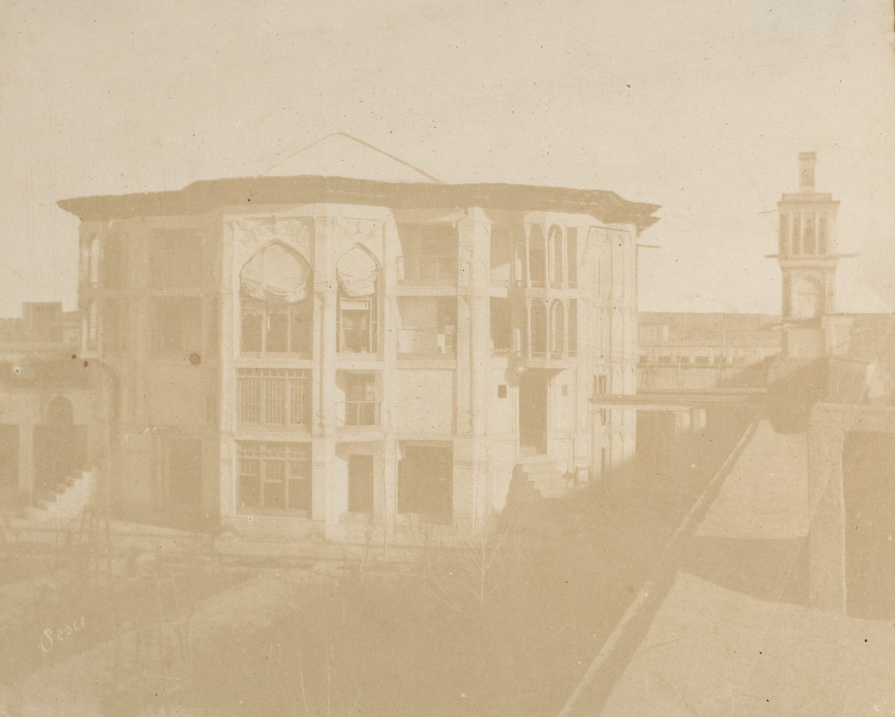 Teheran. Premierministerens hus Nezanneh, 1858. af Luigi Pesce