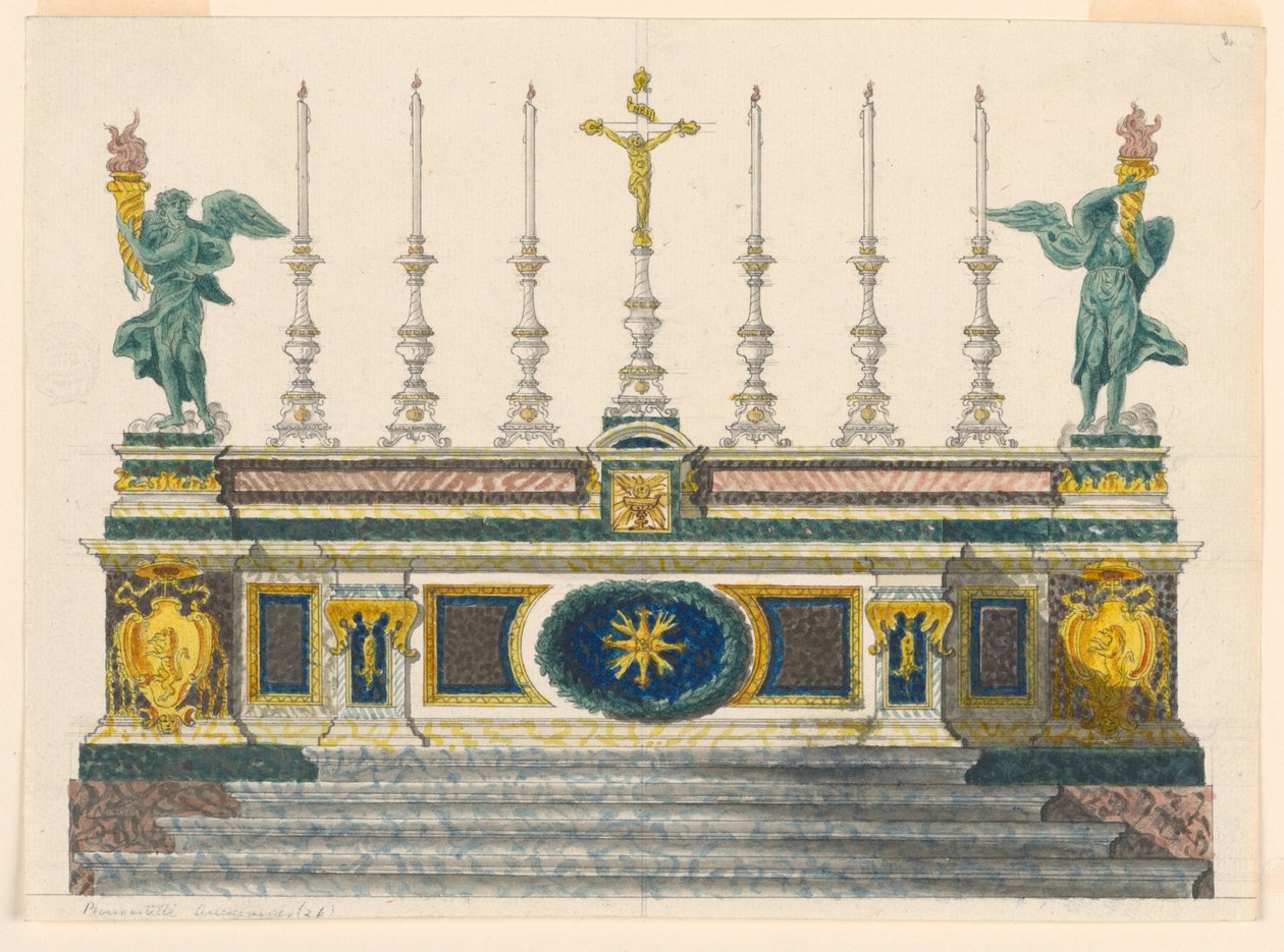 Tegning, Alter af farvede kugler, ca. 1820 af Luigi Righetti