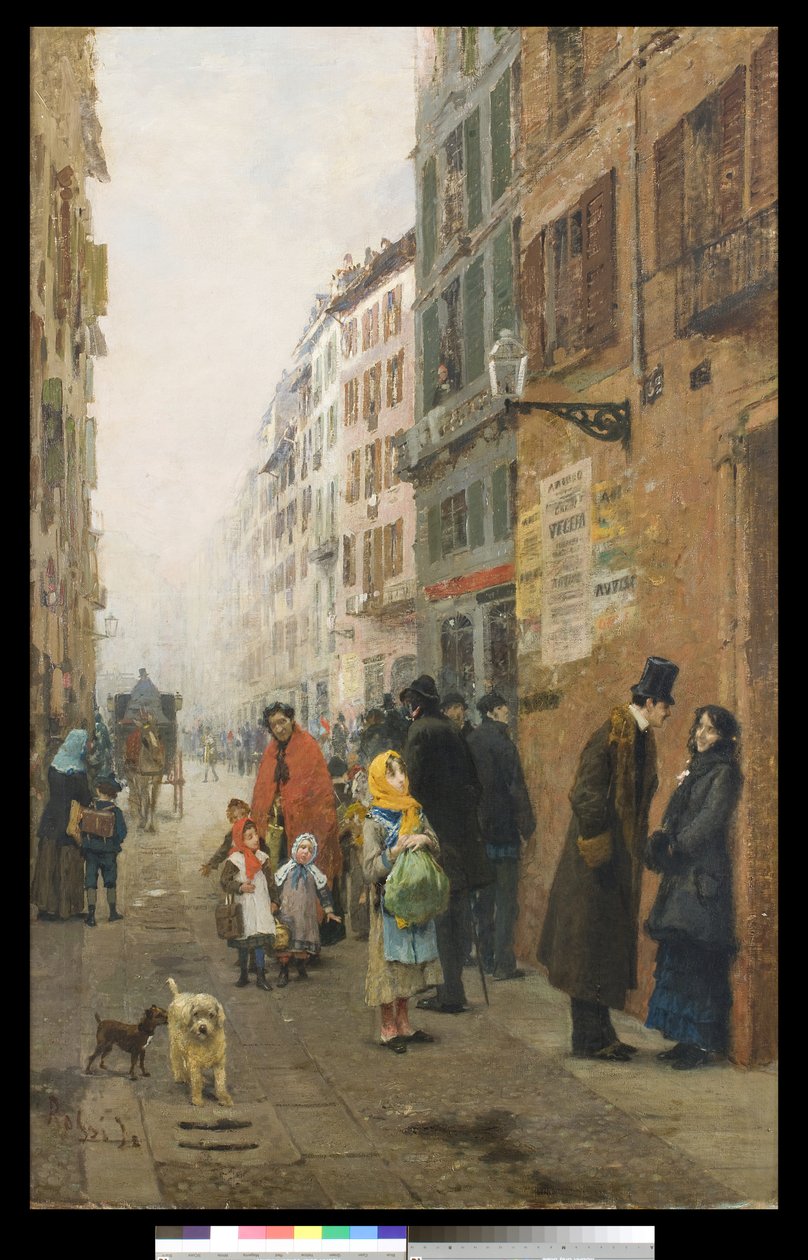 En gade i Milano, 1881 af Luigi Rossi