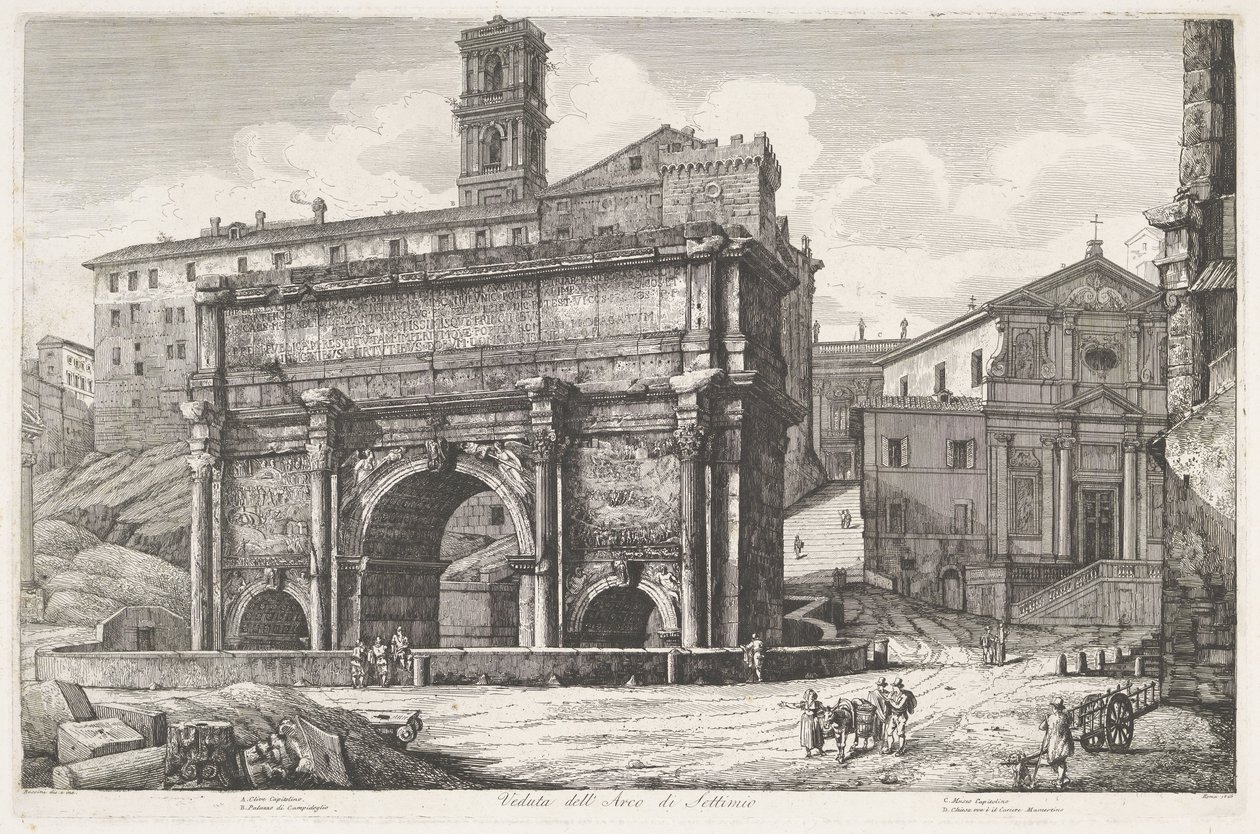Boog van Septimius Severus te Rom Udsigt over Septimiusbuen (titel på objektet) af Luigi Rossini