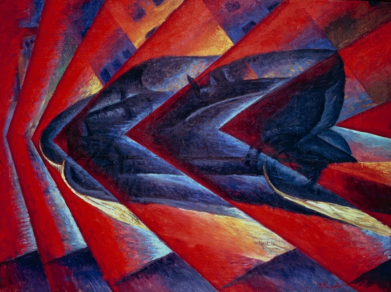 Dynamik af en bil (ud. kørende bil) af Luigi Russolo