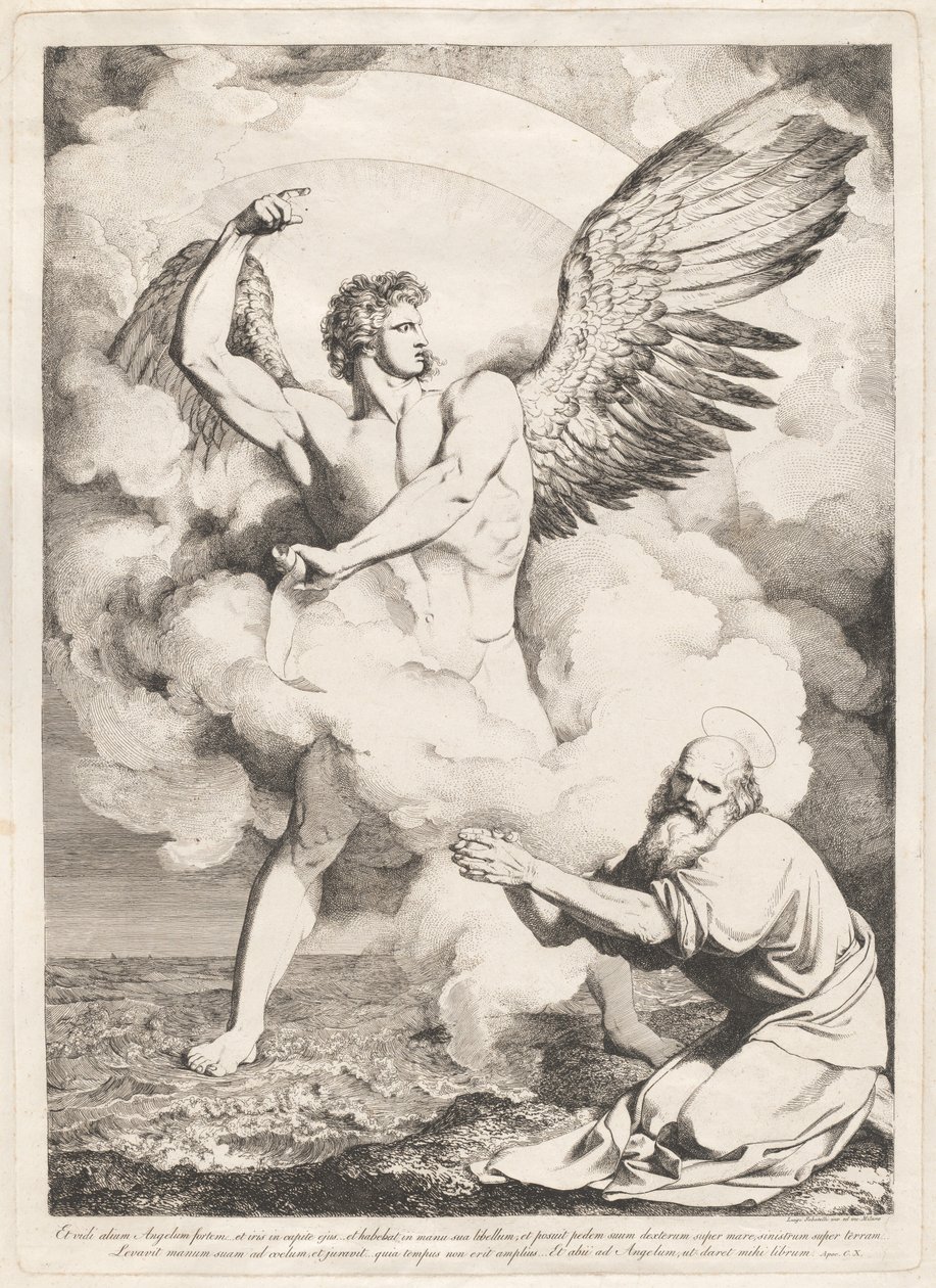 Og jeg så en anden stærk engel... (Apokalypsens engel, der viser sig for Sankt Johannes) af Luigi Sabatelli I