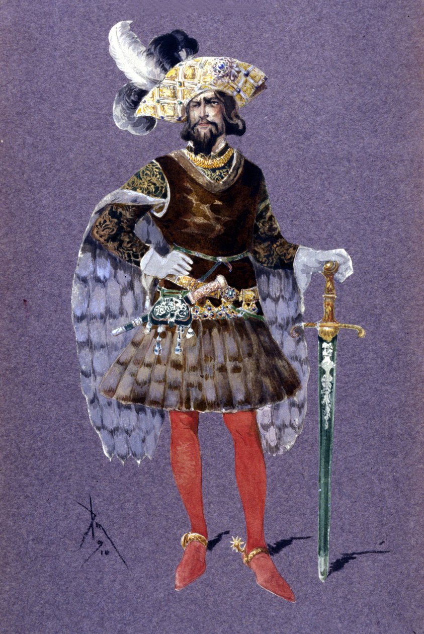 Blå skæg. tegning af Luigi Sapelli Caramba (1865-1936) fra 1910 til operaen Ariane og blåt skæg af Paul Dukas af Luigi Sapelli Caramba