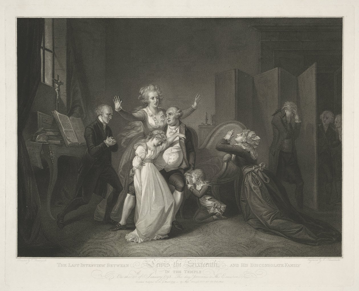 Sidste komsammen for Ludvig XVI og hans familie af Luigi Schiavonetti