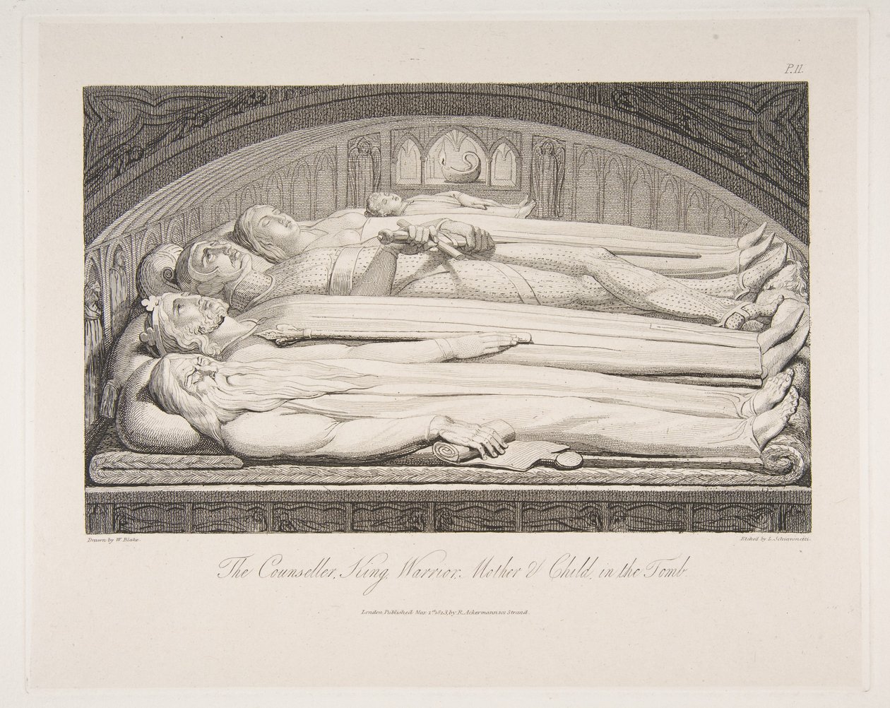 Rådgiveren, kongen, krigeren, mor og barn i graven, fra graven, et digt..., 1. marts 1813. af Luigi Schiavonetti