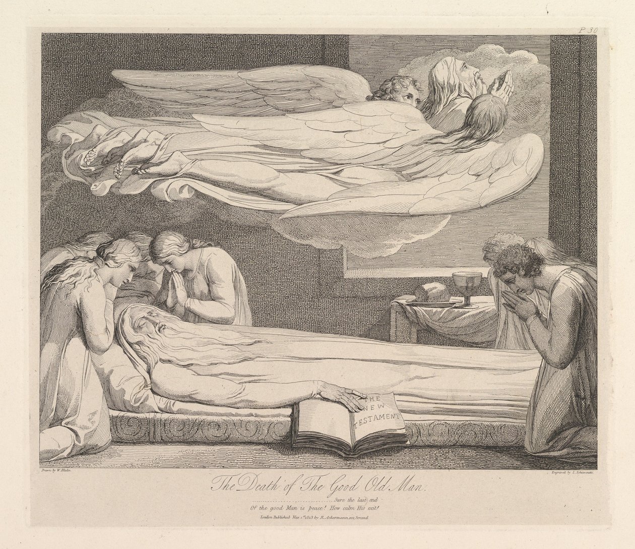 The Death of the Good Old Man, fra Graven, et digt af Robert Blair, 1. marts 1813. af Luigi Schiavonetti