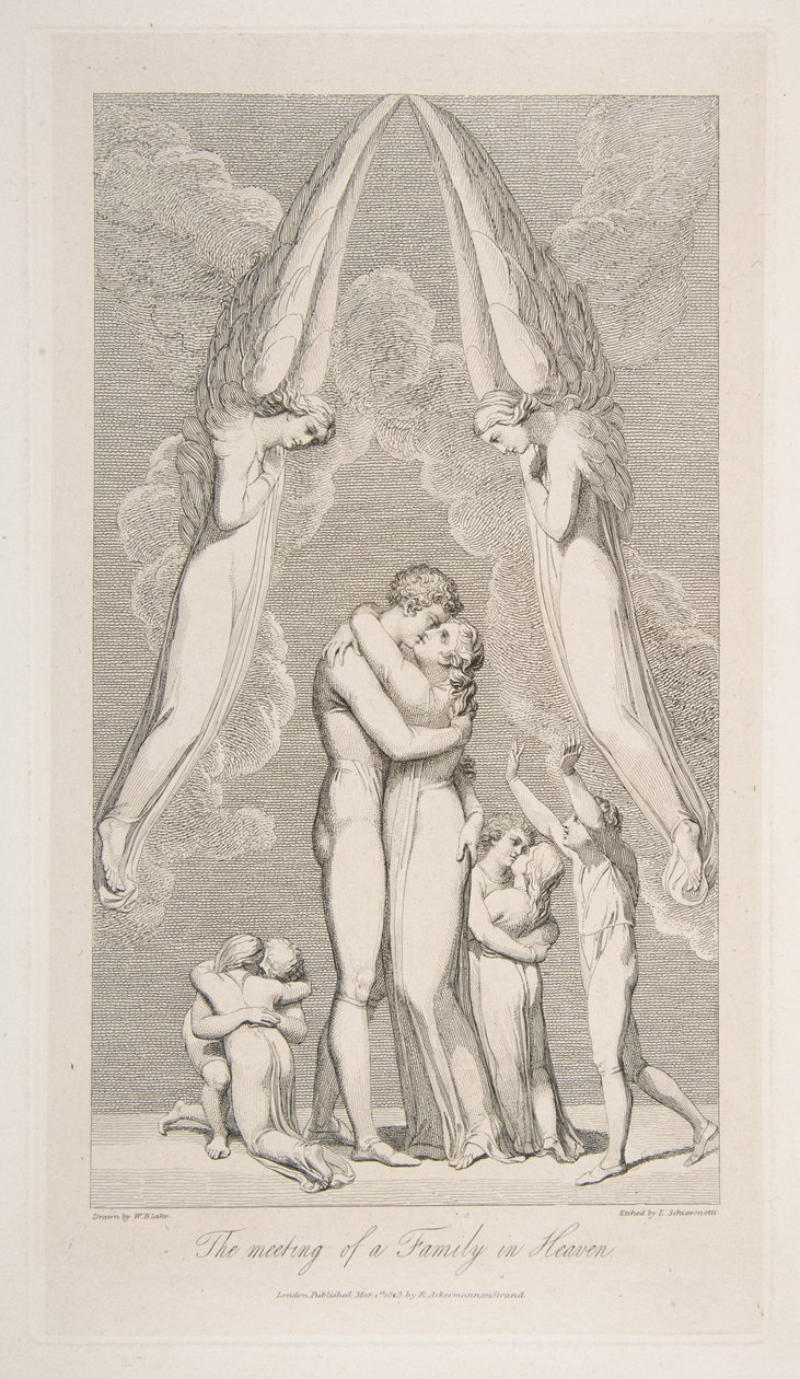 The Meeting of a Family in Heaven, fra Graven, et digt af Robert Blair, 1. marts 1813. af Luigi Schiavonetti
