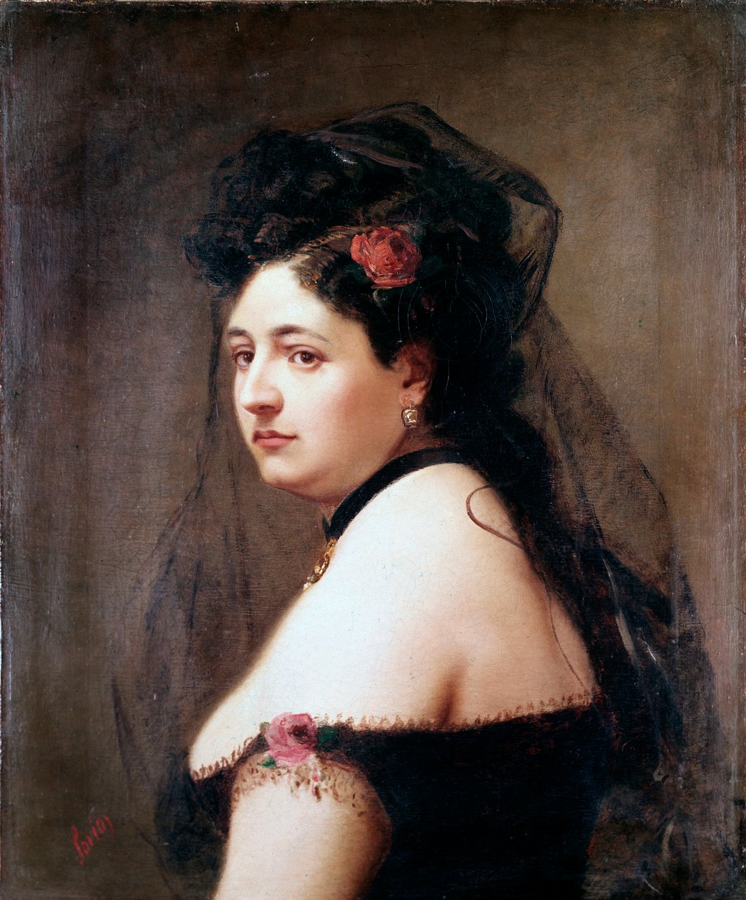 Portræt af Elisabetta Galletti Gianoli, italiensk sangerinde (Maleri af Luigi Sorio
