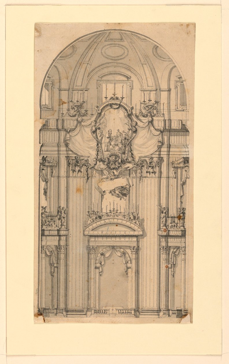 Forhøjning af en vægdekoration til en kanoniseringsceremoni, St. Peters, Rom, Italien af Luigi Vanvitelli