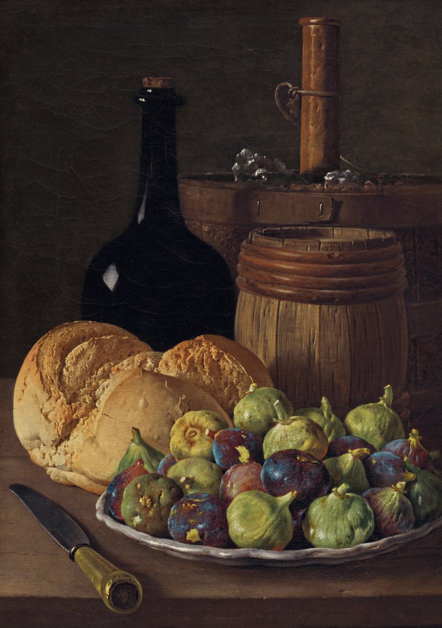 Stilleben med figner og brød af Luis Egidio Melendez