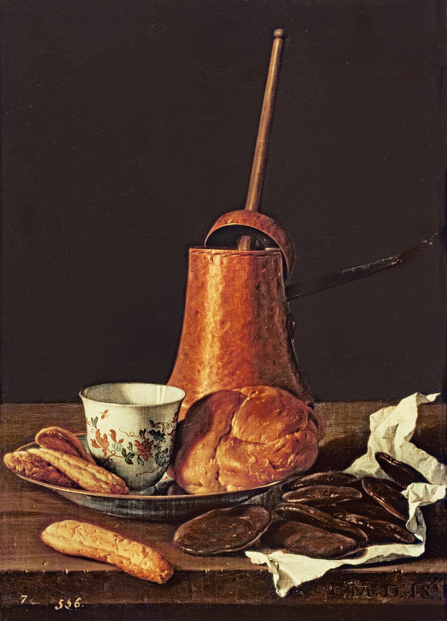 Stilleben med et drikkechokoladesæt, 1770 af Luis Egidio Melendez