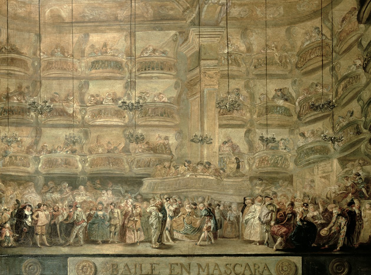 Maskebalet, c.1767 af Luis Paret y Alcazar