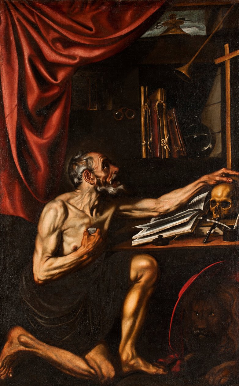 Sankt Jerome gør bod i sit studie af Luis Tristan de Escamilla