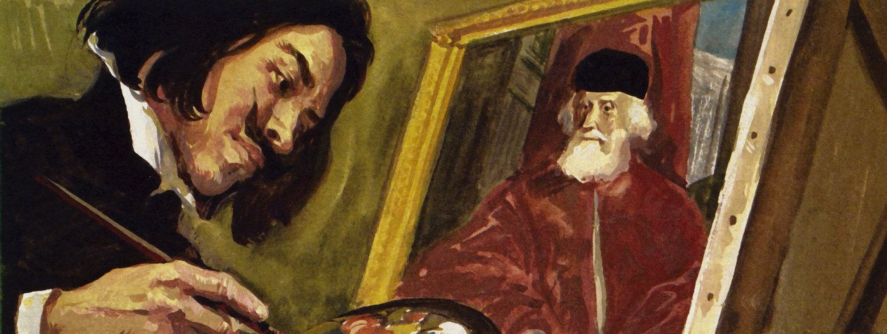 Den franske kunstner Gericault stod i gæld til Tintorettos håndværk (farvelitografi) af Luis Arcas Brauner