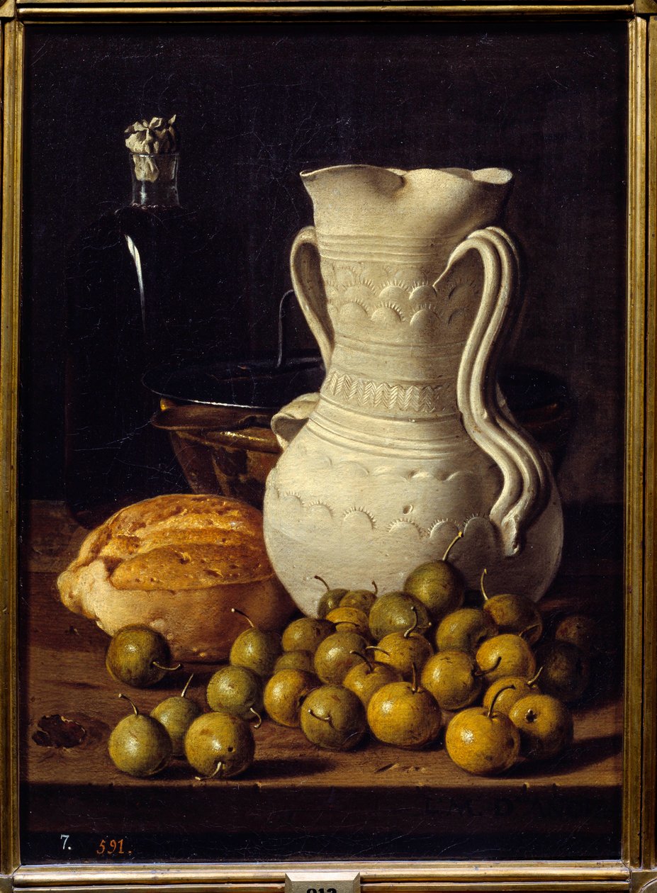 Jug, wide and small pears. Painting by Luis Melendez Dani af Luis Egidio Menendez or Melendez