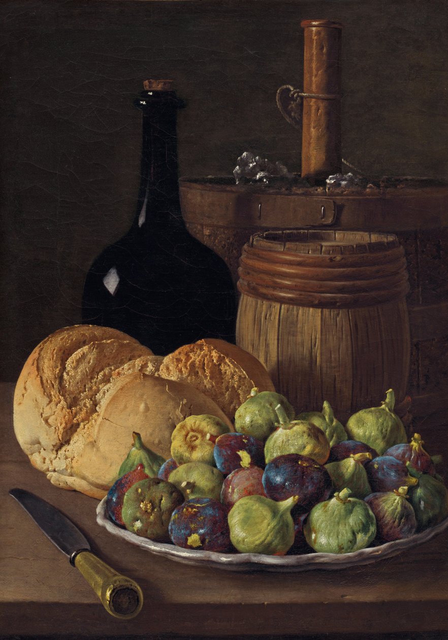 Stilleben med figner og brød, ca. 1770. af Luis Meléndez