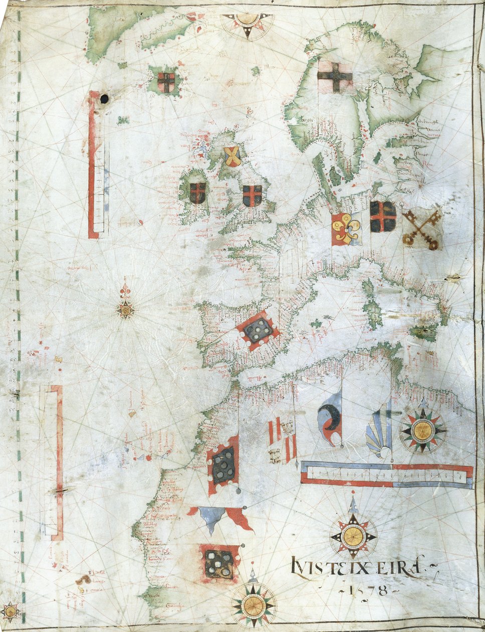 Portolan-kort over Vesteuropa og Nordafrika, 1578 af Luis Teixeira