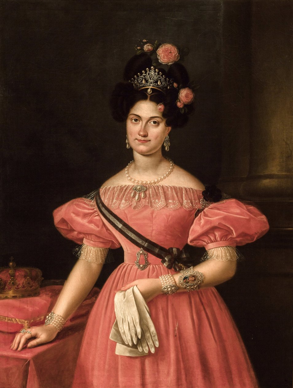 Marie-Christine de Bourbon-Siciles - Neoklassicisme: Portræt af Maria Christina af de to Sicilier (1806-1878) af Cruz y Rios, Luis de la (1776-1853) af Luis de la Cruz y Rios