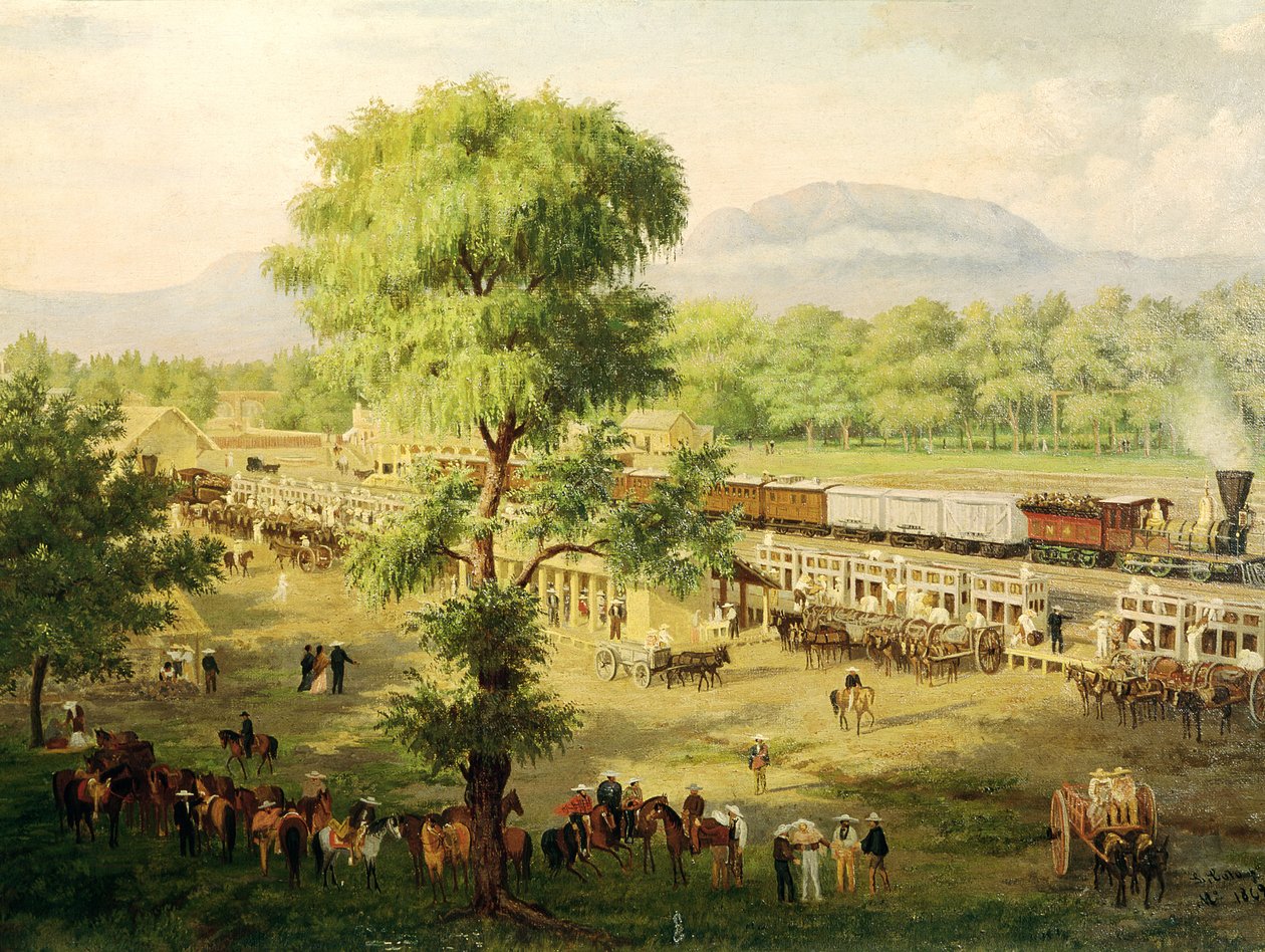 Jernbane i Mexico-dalen, 1869 af Luiz Coto