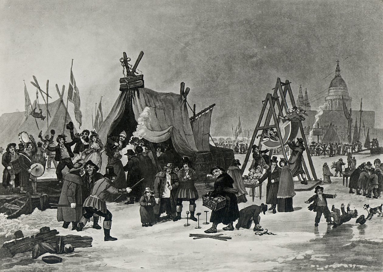 The Fair on Themsen, 4. februar 1814, gravering af Reeve af Luke Clennell
