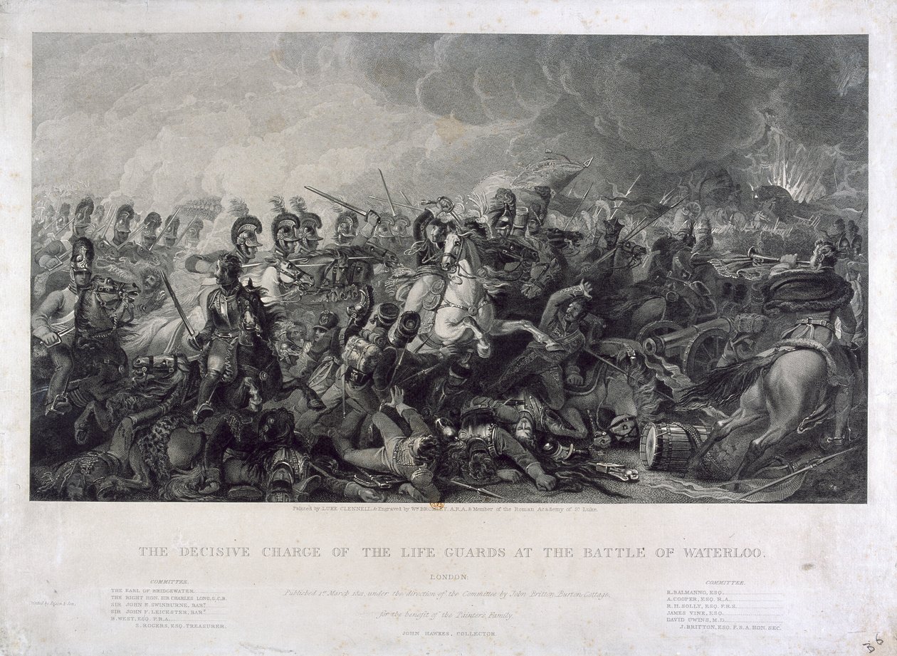 Livgardens afgørende anklage ved Waterloo af Luke (after) Clennell