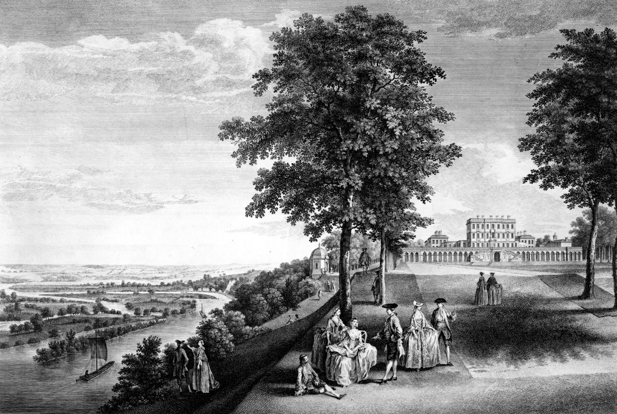 En udsigt over Cliveden i Buckinghamshire, sæde for den ærede jarl af Inchiquin, 1759 af Luke Sullivan