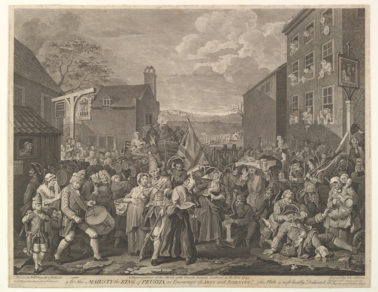 Marchen til Finchley - En repræsentation af vagternes march mod Scotla..., 12. juni 1761. af Luke Sullivan