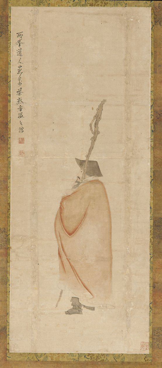 Stående mand i rød frakke, Qing-dynastiet, 1700-tallet. af Luo Ping