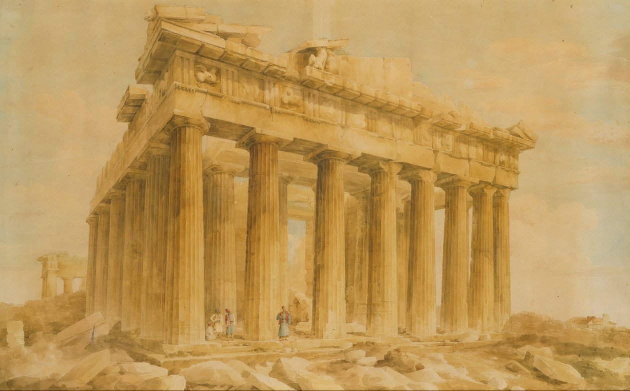 Parthenon fra nordvest af Giovanni Battista Lusieri