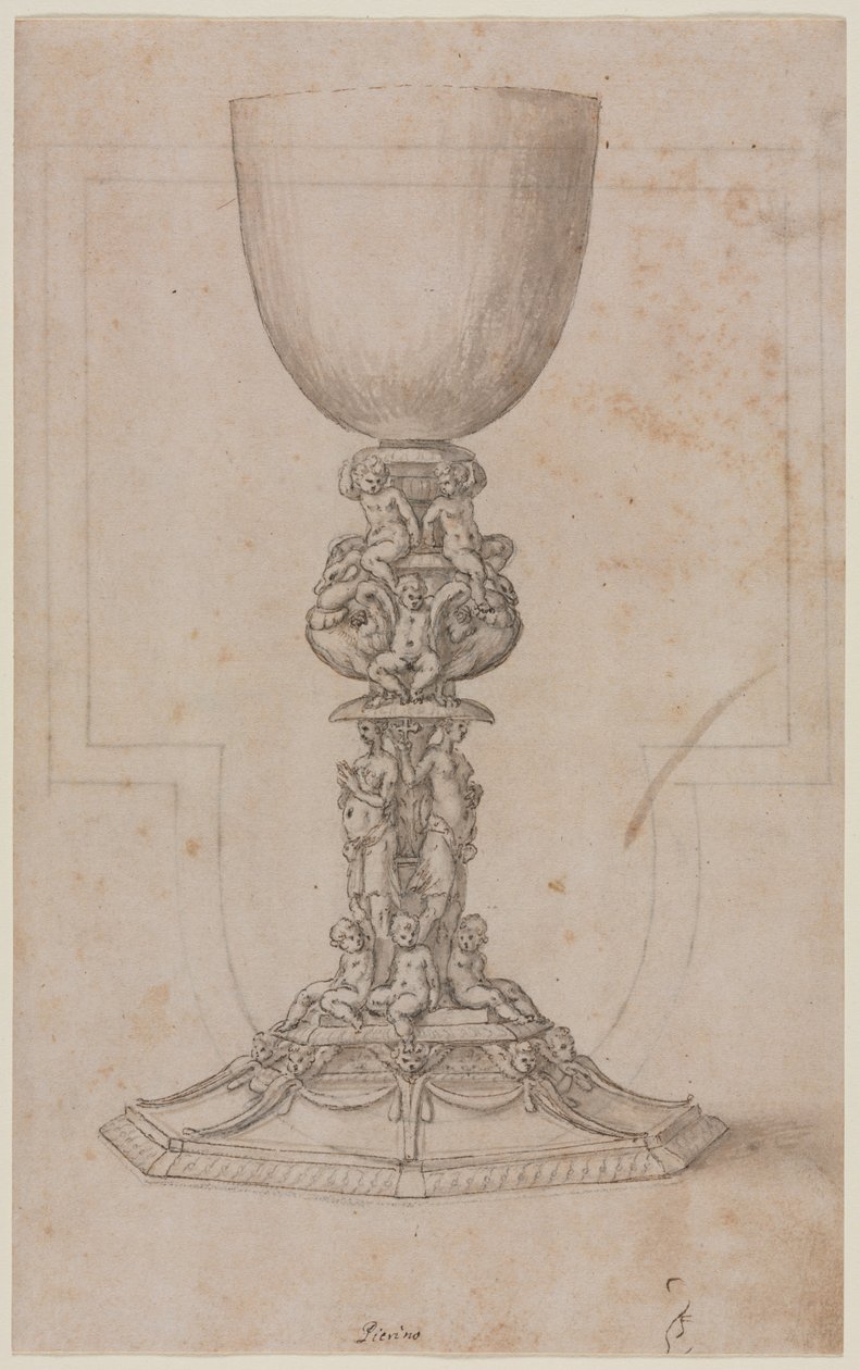 Design til en Chalice recto, midten af 1500-tallet. af Luzio Romano