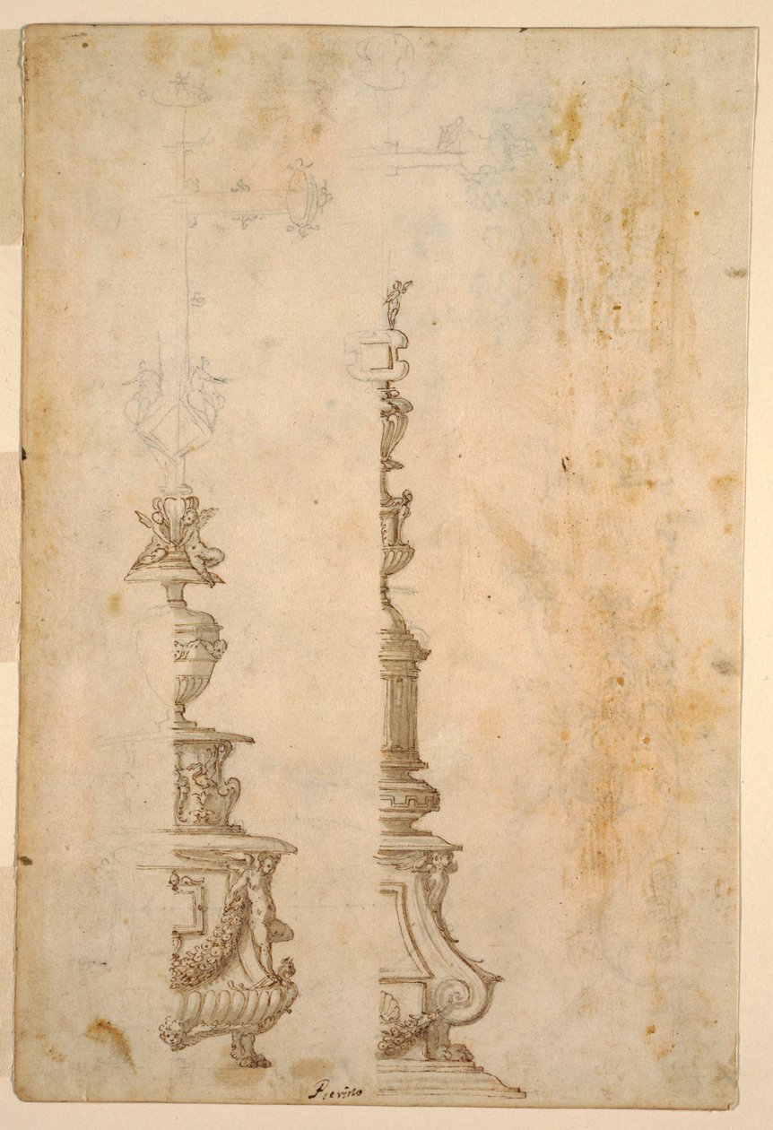 To designs til alterkorsbaser; verso, design til fem projekter af Luzio Romano