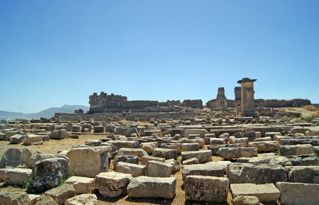Udsigt over udgravningerne fra Agora, Xanthos, Tyrkiet af Lycian