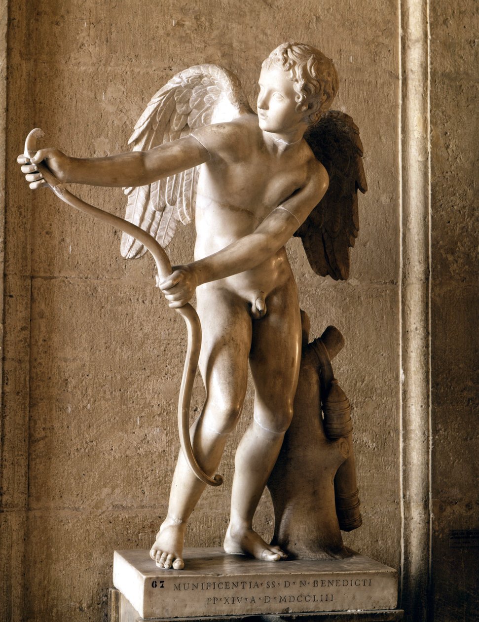 Eros (Amor) med sløjfen (1753) kopi af Eros de Thespies af Lysippe. Capitol Museum, Rom. af Lysippos (attributed to)