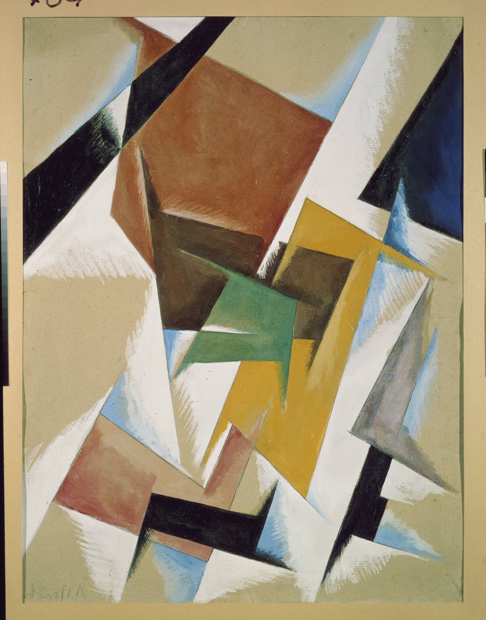 Sammensætning. Værk af Lyubov (Lioubov) Sergeyevna Popova (1889-1924), gouache på papir af Lyubov Sergeevna Popova