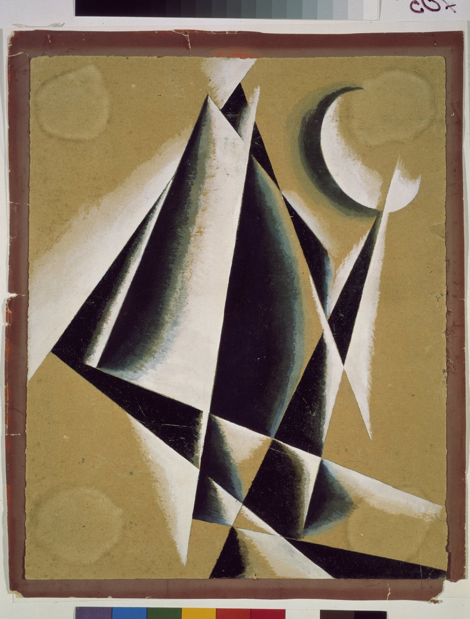 Konstruktion. Værk af Lyubov (Lioubov) Sergeyevna Popova (1889-1924), gouache på pap af Lyubov Sergeevna Popova