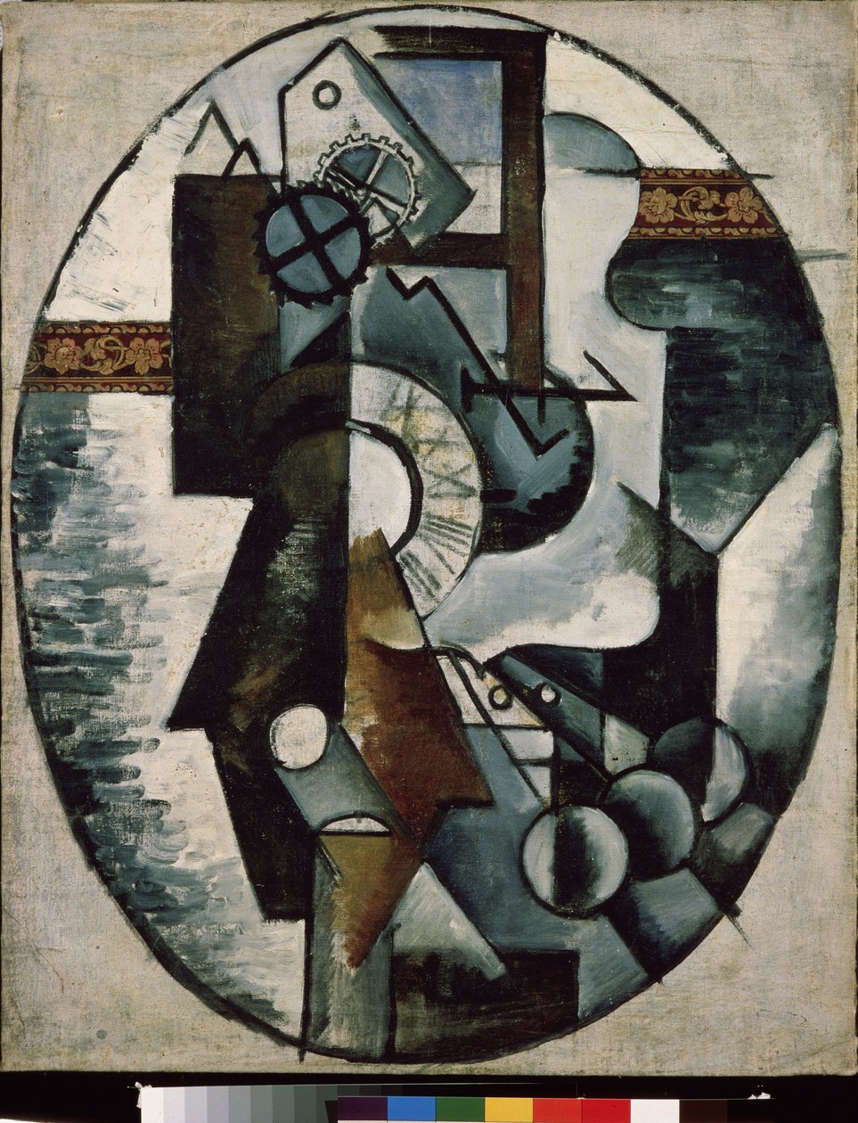 Uret. Maleri af Lyubov (Lioubov) Sergeyevna Popova (1889-1924), olie på lærred og collage af Lyubov Sergeevna Popova