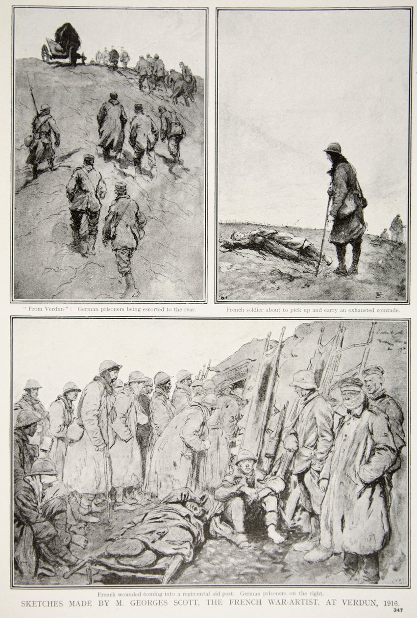 Skitser lavet af en fransk krigskunstner i Verdun, 1916 af M. Georges Scott