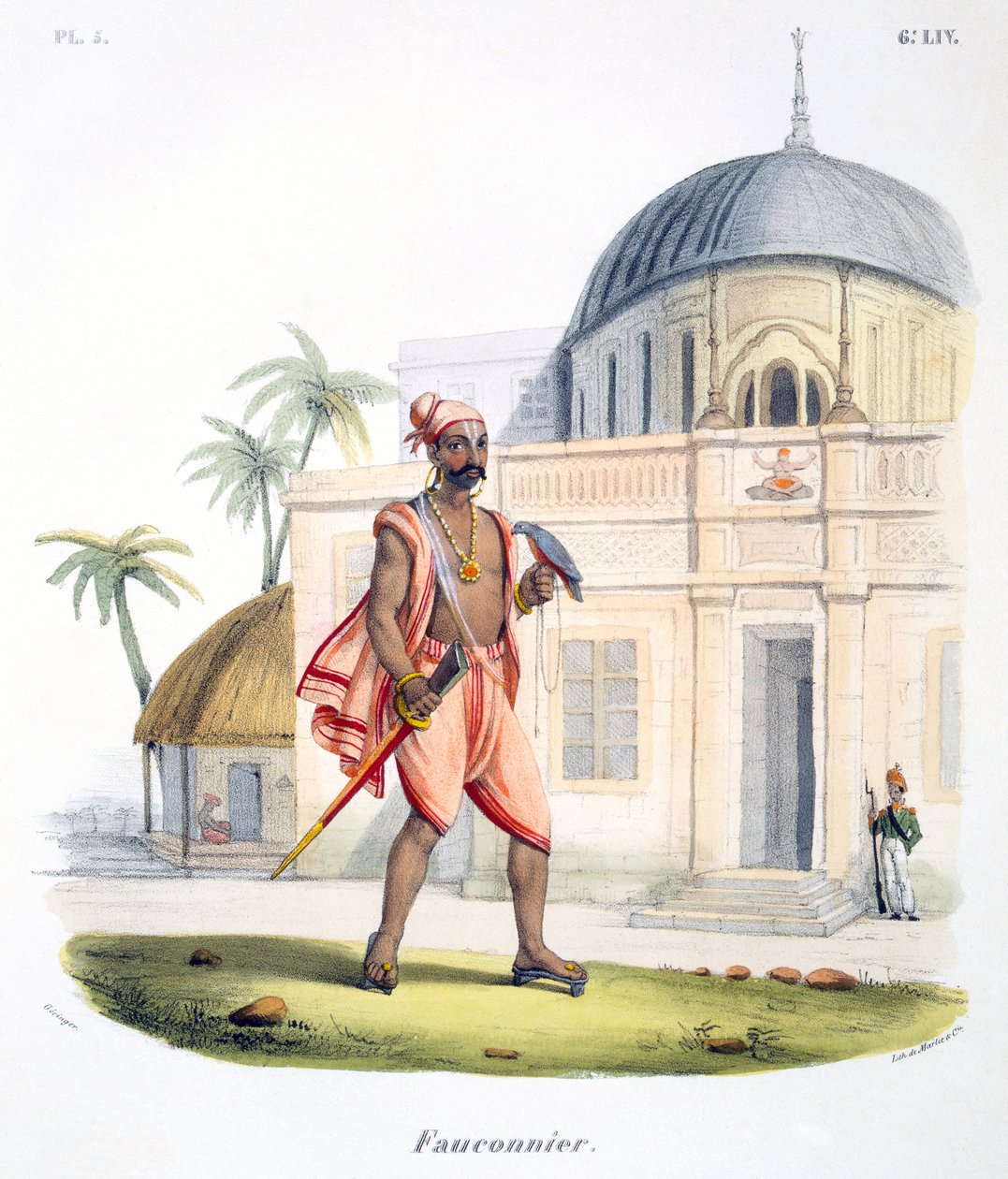 En Falkoner med sin Fugl, 1827-35 af M.E. Burnouf