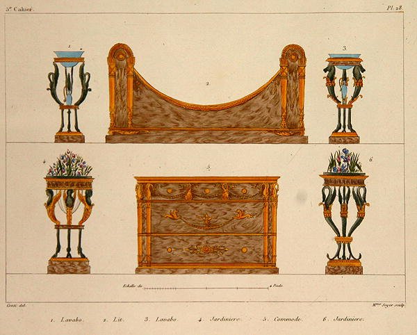 Møbeldesign, graveret af Mme Soyer, plade 28 fra 
