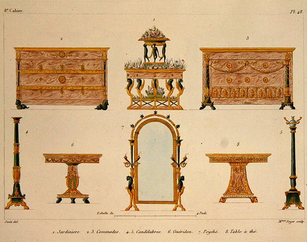 Møbeldesign, graveret af Mme Soyer, plade 48 fra 