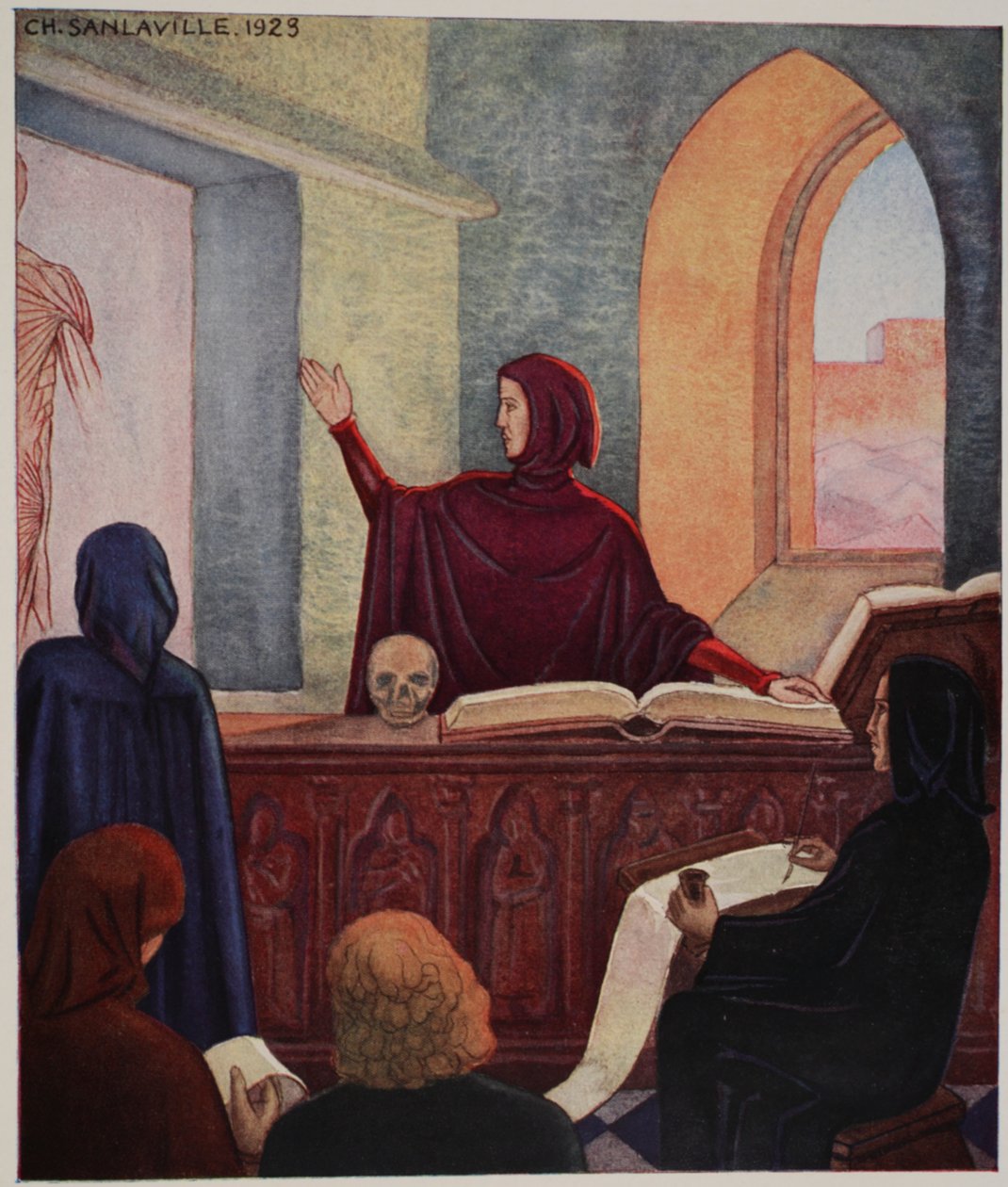 Henri de Mondeville underviser i anatomi, University of Montpellier af M. Charles Sanlaville