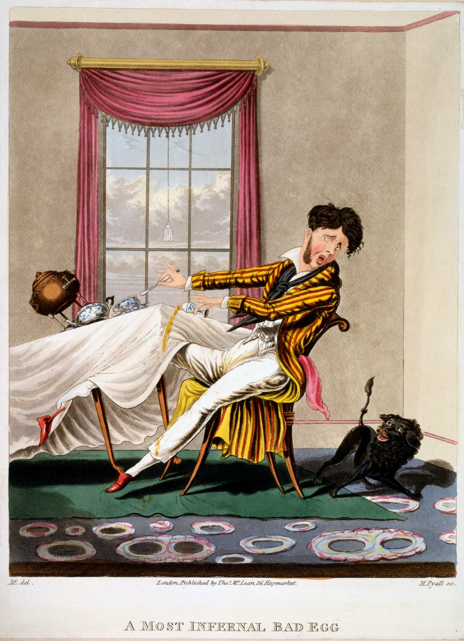 A Most Infernal Bad Egg, tryk lavet af H Pyall, 1827 (håndfarvet gravering) af M. Egerton
